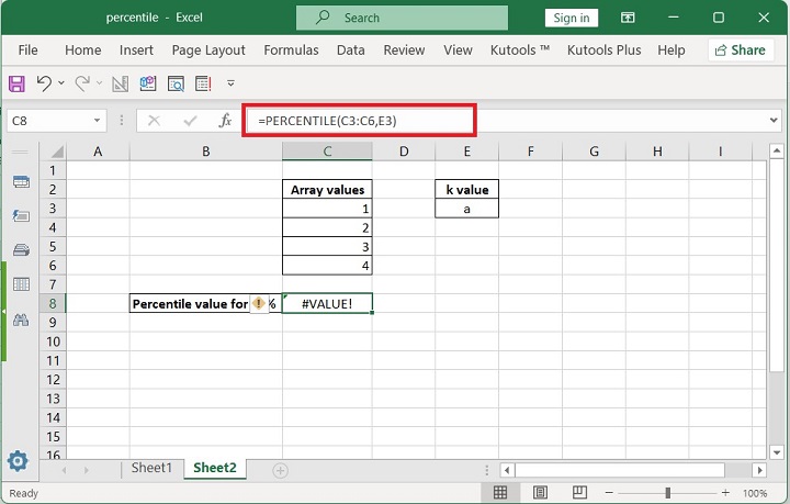 Excel PERCENTILE Function 9