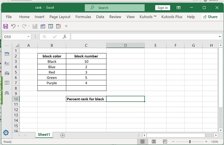 Excel PERCENTRANK Function 1