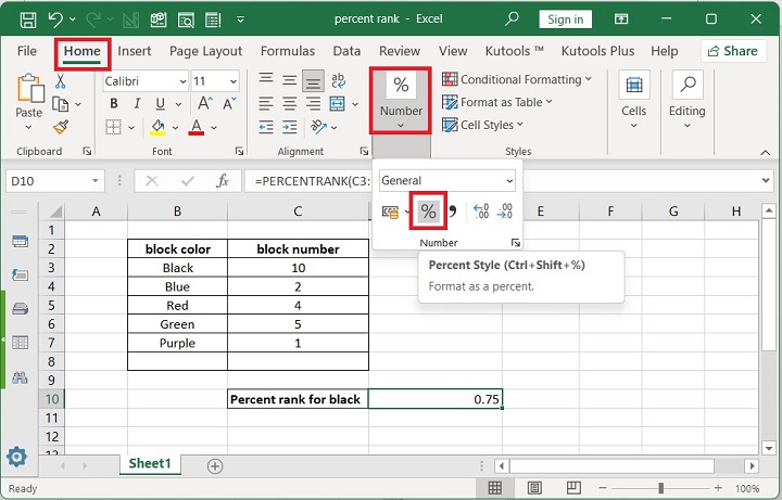 Excel PERCENTRANK Function 4