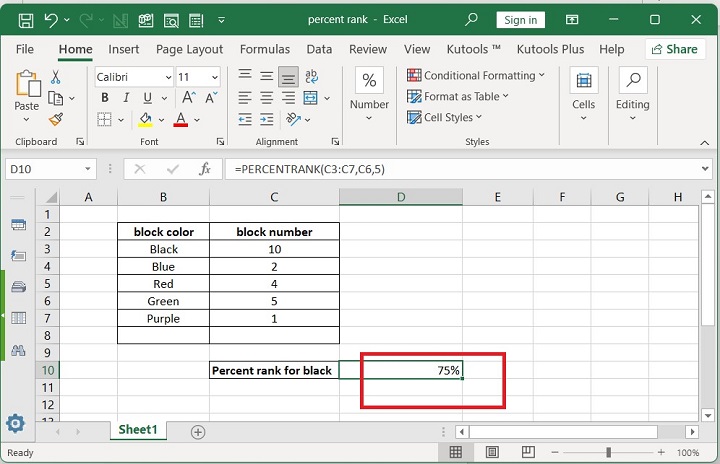 Excel PERCENTRANK Function 5