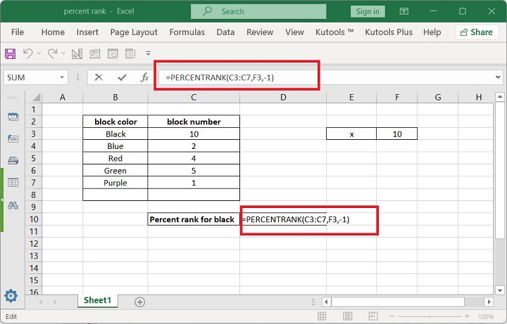 Excel PERCENTRANK Function 6