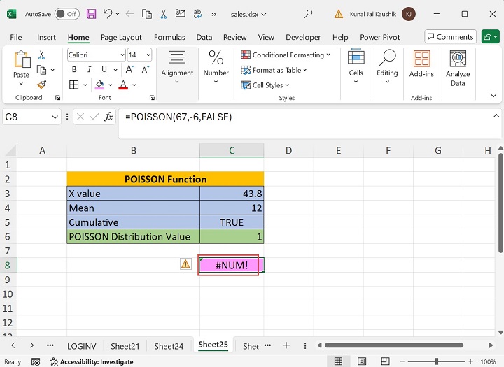 Excel POISSON Function 10