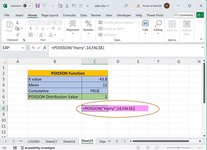 Excel POISSON Function 4