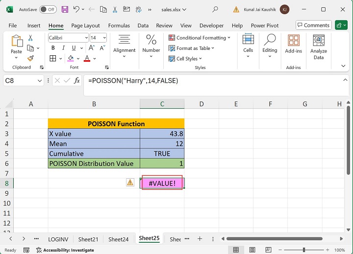 Excel POISSON Function 5