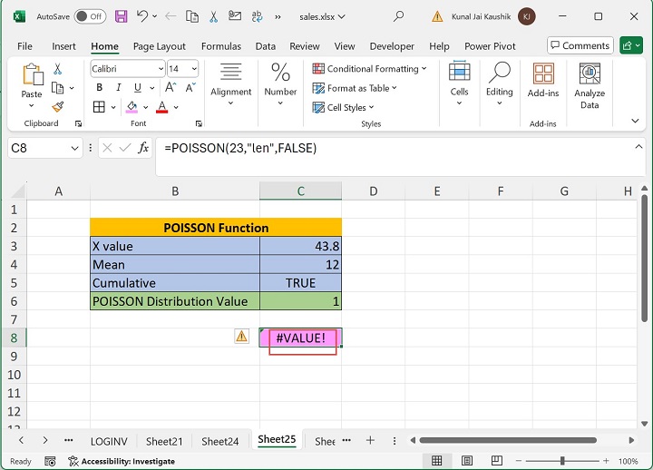 Excel POISSON Function 7