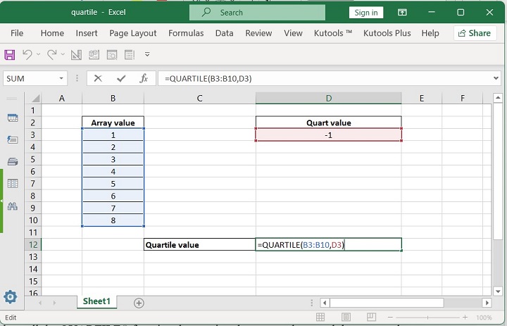 Excel QUARTILE Function 11