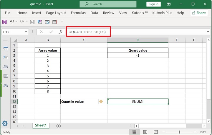 Excel QUARTILE Function 12