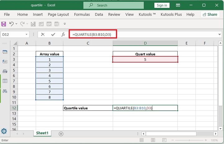 Excel QUARTILE Function 14