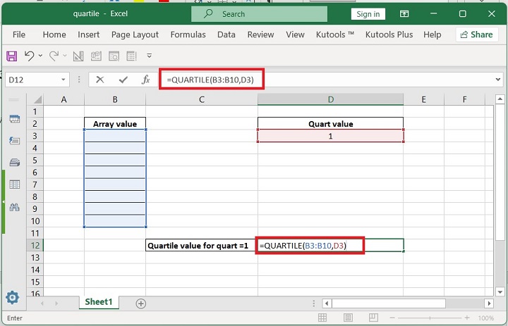 Excel QUARTILE Function 5