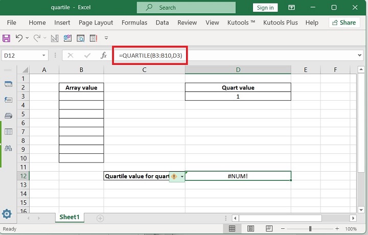 Excel QUARTILE Function 6