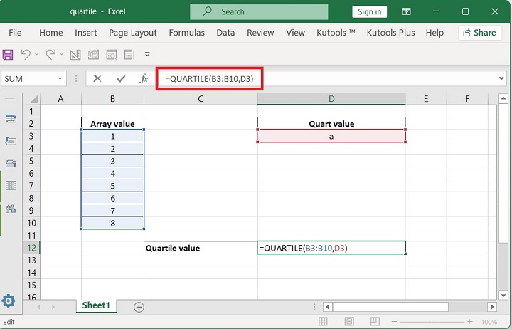 Excel QUARTILE Function 8