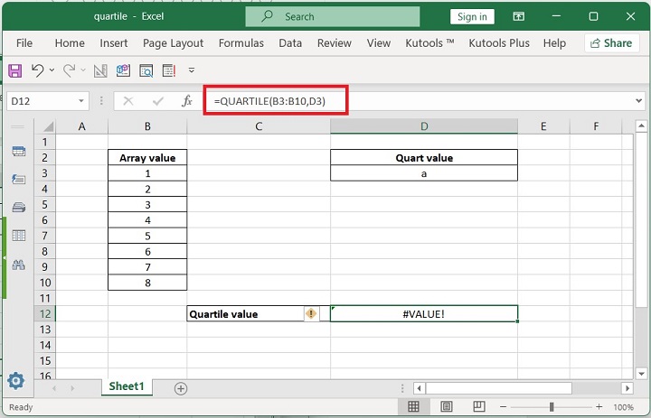 Excel QUARTILE Function 9