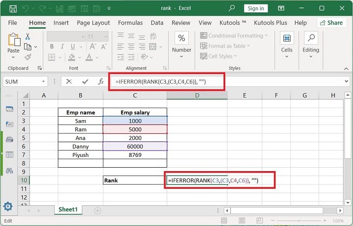 Excel RANK Function 7