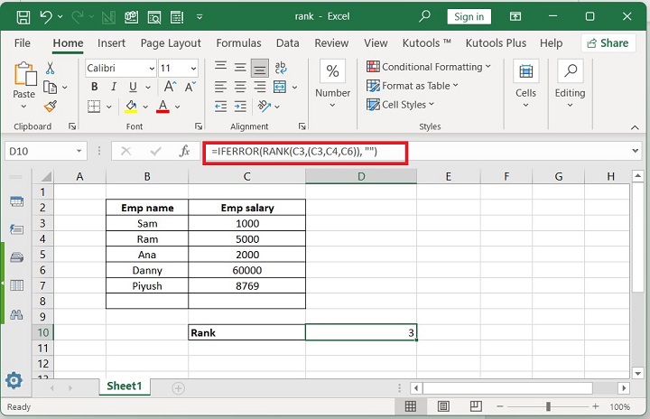 Excel RANK Function 8