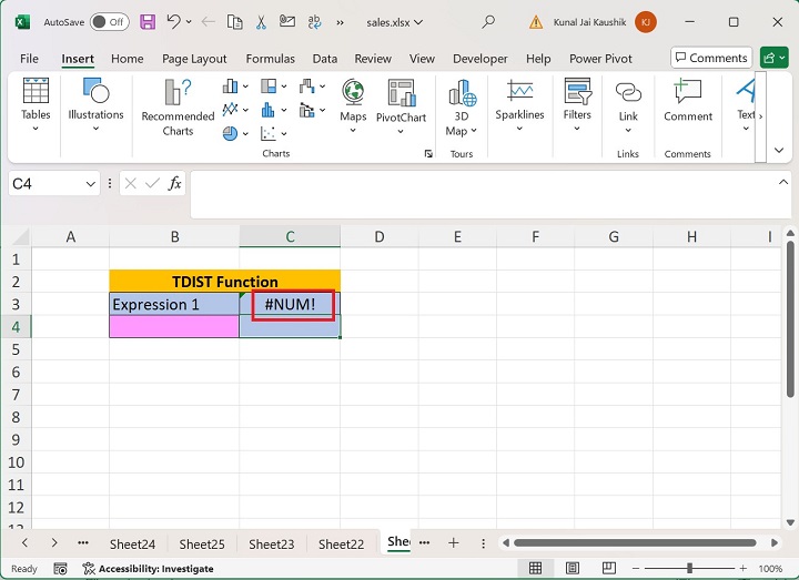 Excel TDIST Function 14