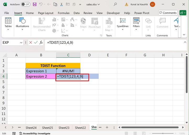 Excel TDIST Function 15