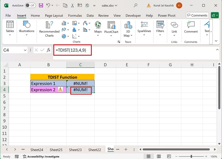 Excel TDIST Function 16