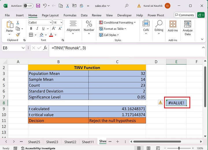 Excel TINV Function 10