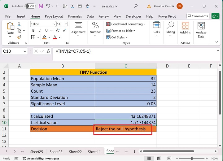 Excel TINV Function 6