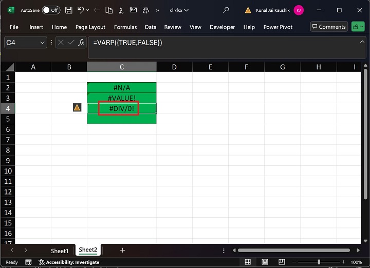 Excel VARP Function 10