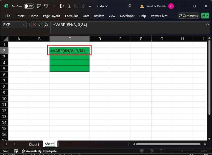 Excel VARP Function 6