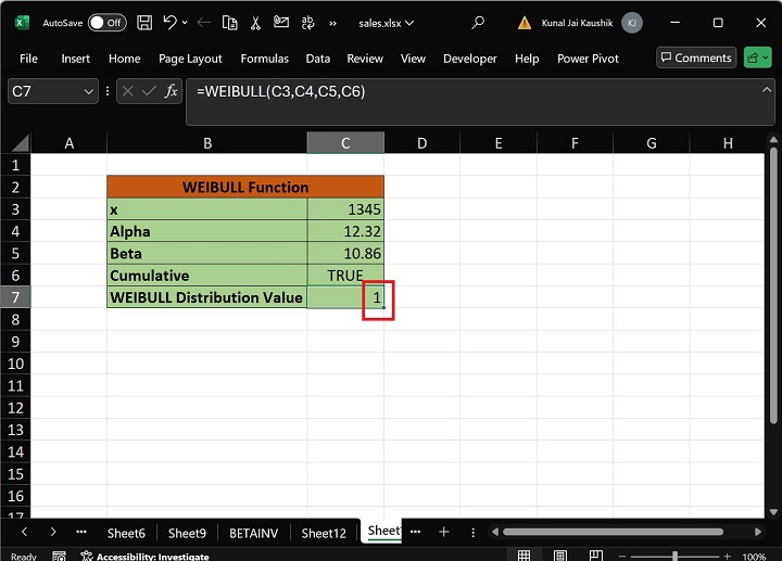 Excel WEIBULL Function 2