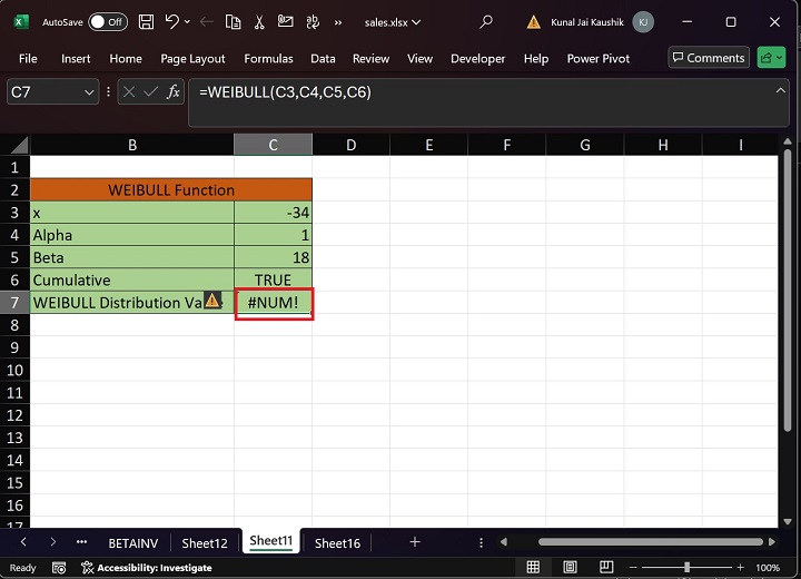 Excel WEIBULL Function 7