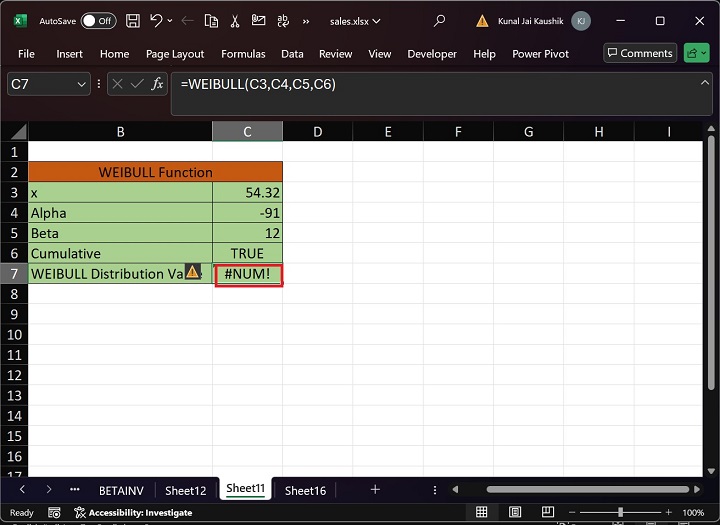 Excel WEIBULL Function 9