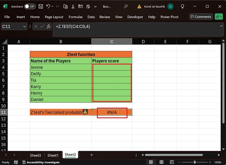 Excel ZTEST Function 10