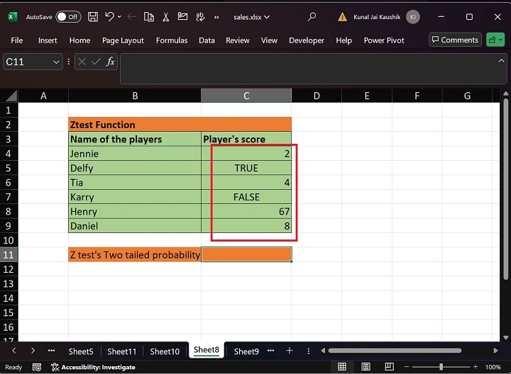 Excel ZTEST Function 6