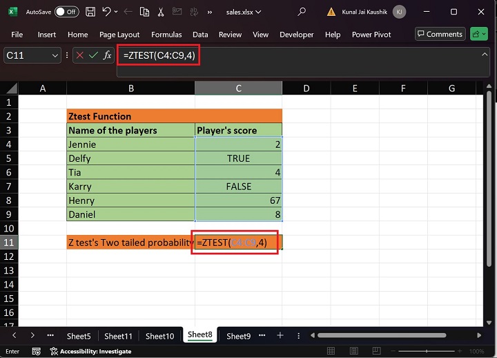 Excel ZTEST Function 7