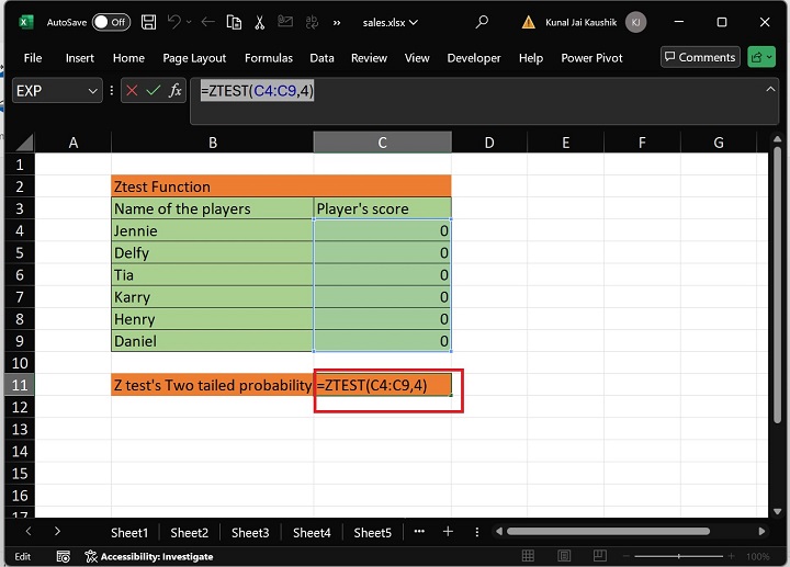 Excel ZTEST Function 8