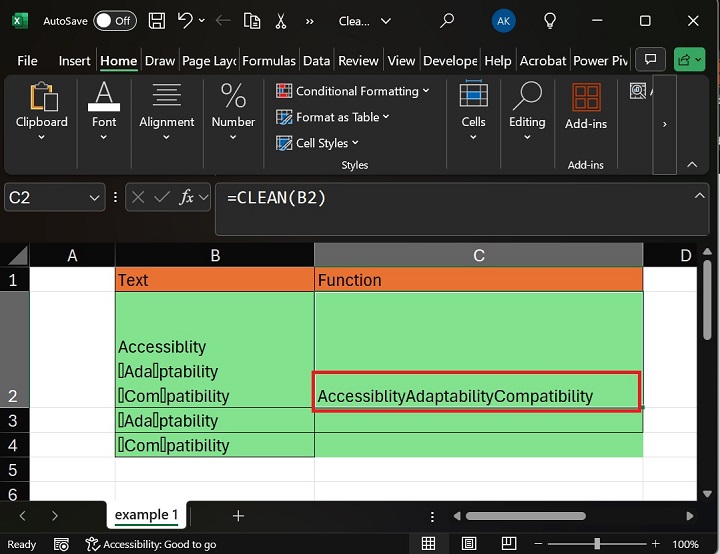 Extract Text Without Nonprintable