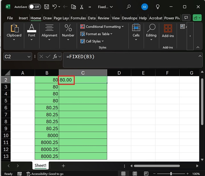 Fixed function Retrieve Decimal Number