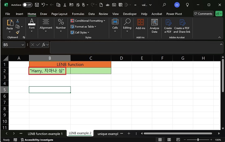 LENB Function in Excel 4