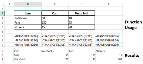 Transpose Function