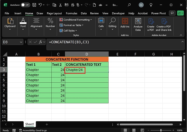 Write The Formula Concatenate Hit Enter