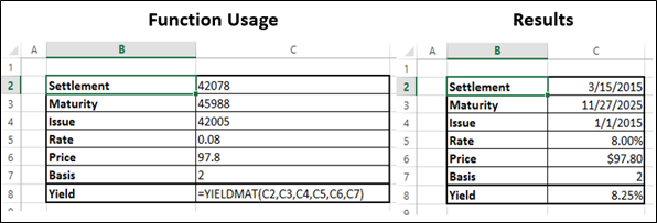 YIELDMAT Function