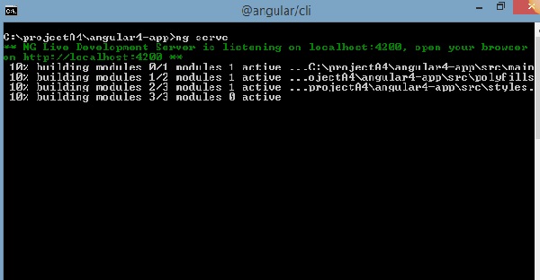 ng serve Command Starts Server