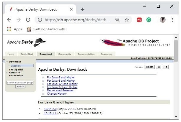 Latest version of Apache Derby