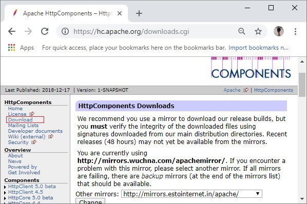 HttpComponents Downloads