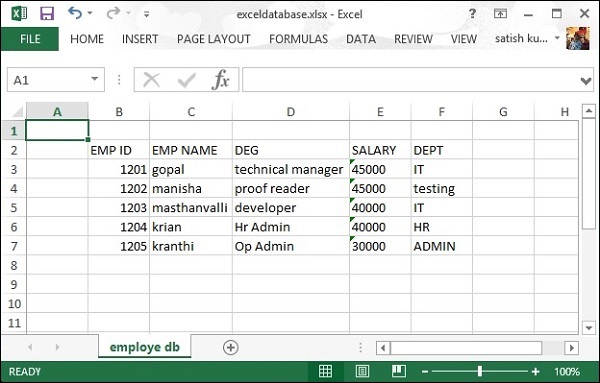 Excel Database