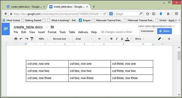 Create Table