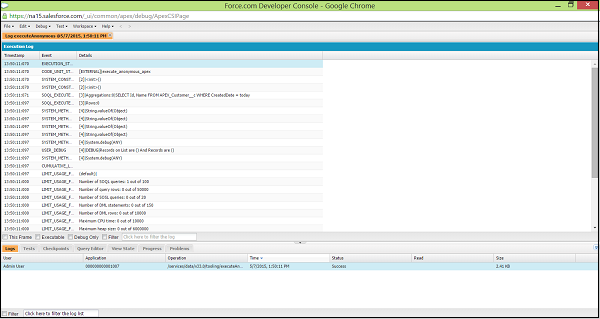 Apex Debugging Devconsole Step1