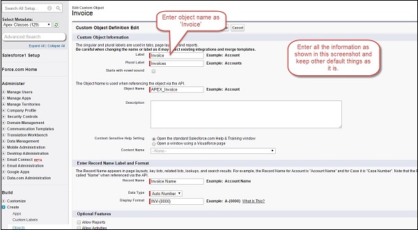 Invoice Object Creation Step5