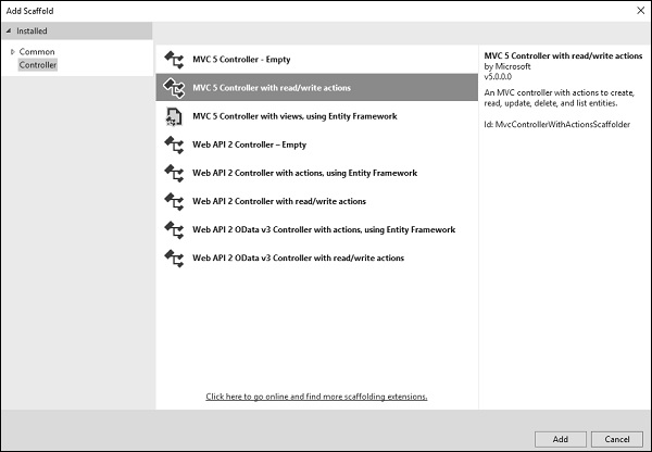 Right-click Controller Folder