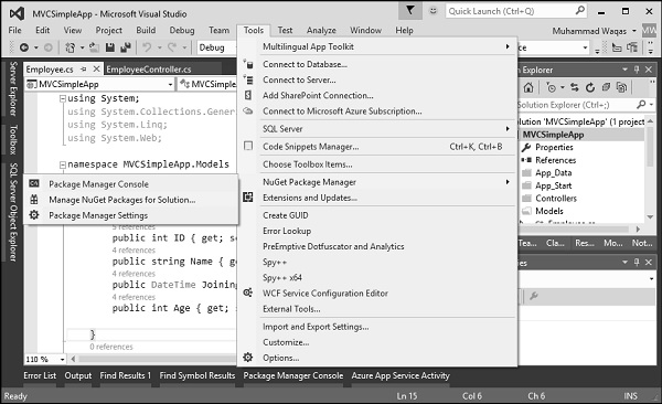 Select NuGet Package Manager