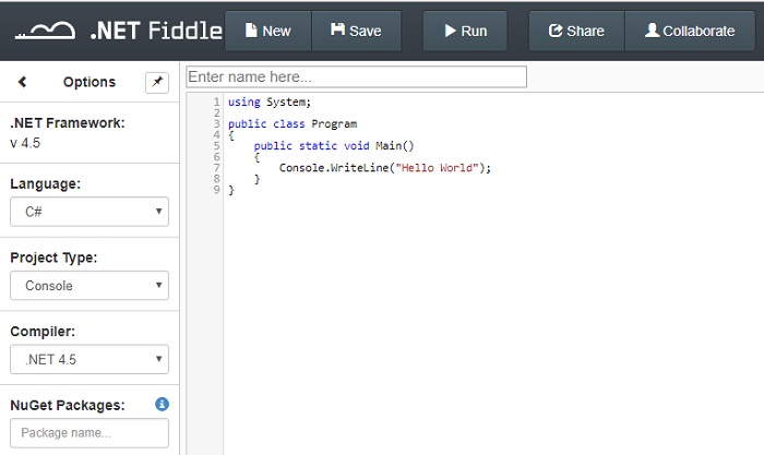 DotNetFiddle