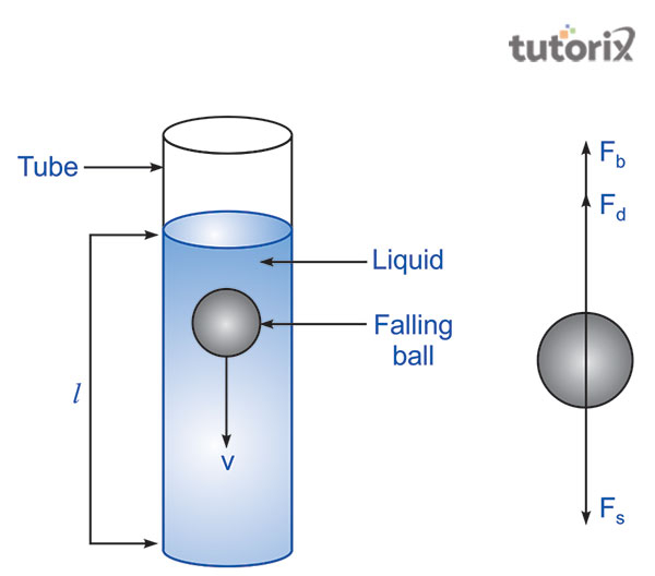 Small sphere falling into a long glass cylindrical Jar