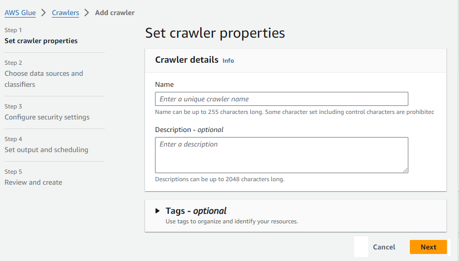 Creating an AWS Glue Crawler